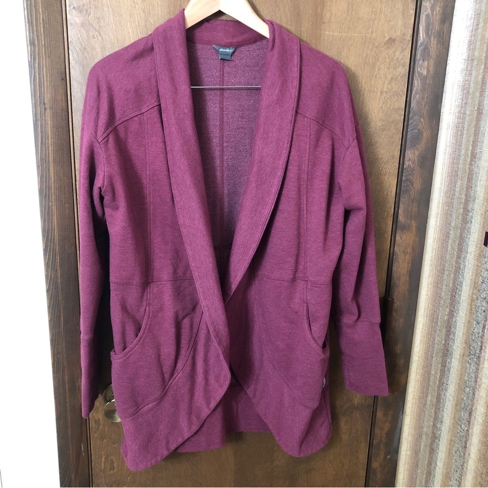 Eddie Bauer Women’s L Camp Fleece-Lined Open Cardigan